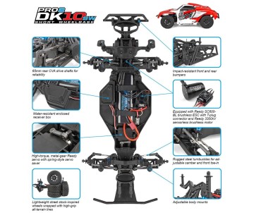 Team Associated Pro2 DK10SW Dakar Buggy RTR, Red/White