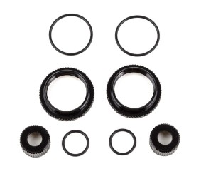 Team Associated 13mm Shock Collar and Seal Retainer Set, black aluminum