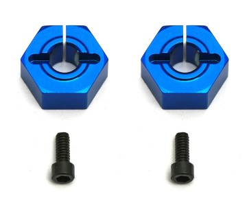Team Associated 12mm Aluminum Front Clamping Wheel Hex Set (Blue) (2)