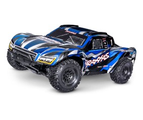 Traxxas Maxx Slash 1/8 Scale 4WD Brushless Electric Short Course Racing Truck with TQi™ Traxxas Link™ Enabled 2.4GHz Radio System & Traxxas Stability Management (TSM) - Blue. In-Store Sale Date March 22nd; Online Sale Date April 5