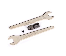 Traxxas Motor coupler, collet style/ GS 4x3 (with threadlock) (1)/ Wrench, 10mm (2)