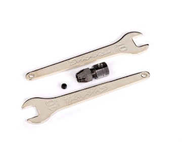 Traxxas Motor coupler, collet style/ GS 4x3 (with threadlock) (1)/ Wrench, 10mm (2)