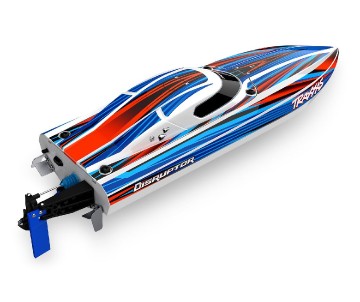 Traxxas Disruptor: brushless 4S boat with Rapid Right, TQ 2.4 GHz 2-channel radio system, Velineon VXL-4S Marine speed control with brushless outrunner motor, and factory-applied graphics. Requires: batteries and charger - Blue Traxxas Disruptor: brushless 4S boat with Rapid Right, TQ 2.4 GHz 2-channel radio system, Velineon VXL-4S Marine speed control with brushless outrunner motor, and factory-applied graphics. Requires: batteries and charger - Blue