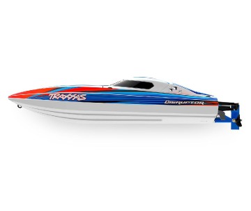 Traxxas Disruptor: brushless 4S boat with Rapid Right, TQ 2.4 GHz 2-channel radio system, Velineon VXL-4S Marine speed control with brushless outrunner motor, and factory-applied graphics. Requires: batteries and charger - Blue Traxxas Disruptor: brushless 4S boat with Rapid Right, TQ 2.4 GHz 2-channel radio system, Velineon VXL-4S Marine speed control with brushless outrunner motor, and factory-applied graphics. Requires: batteries and charger - Blue