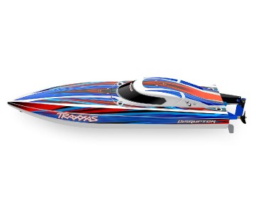 Traxxas Disruptor: brushless 4S boat with Rapid Right, TQ 2.4 GHz 2-channel radio system, Velineon VXL-4S Marine speed control with brushless outrunner motor, and factory-applied graphics. Requires: batteries and charger - Blue Traxxas Disruptor: brushless 4S boat with Rapid Right, TQ 2.4 GHz 2-channel radio system, Velineon VXL-4S Marine speed control with brushless outrunner motor, and factory-applied graphics. Requires: batteries and charger - Blue