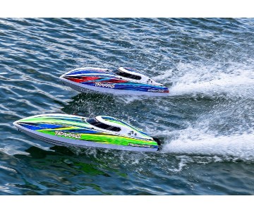 Traxxas Disruptor: brushless 4S boat with Rapid Right, TQ 2.4 GHz 2-channel radio system, Velineon VXL-4S Marine speed control with brushless outrunner motor, and factory-applied graphics. Requires: batteries and charger - Blue Traxxas Disruptor: brushless 4S boat with Rapid Right, TQ 2.4 GHz 2-channel radio system, Velineon VXL-4S Marine speed control with brushless outrunner motor, and factory-applied graphics. Requires: batteries and charger - Blue