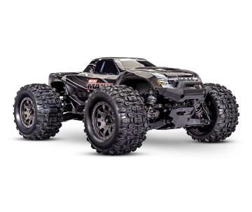 Mini Maxx: Maxx-scale monster truck, fully assembled, Ready-To-Race®, with TQ™ 2.4 GHz radio system, Bl-2s™ Brushless Power System, and clipless® painted body. Includes 2-cell LiPo battery and 2-amp USB-C charger - Black