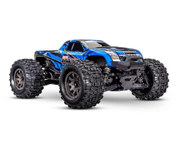 Mini Maxx: Maxx-scale monster truck, fully assembled, Ready-To-Race®, with TQ™ 2.4 GHz radio system, Bl-2s™ Brushless Power System, and clipless® painted body. Includes 2-cell LiPo battery and 2-amp USB-C charger - Blue