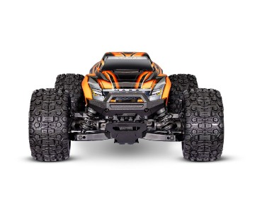 Mini Maxx: Maxx-scale monster truck, fully assembled, Ready-To-Race®, with TQ™ 2.4 GHz radio system, Bl-2s™ Brushless Power System, and clipless® painted body. Includes 2-cell LiPo battery and 2-amp USB-C charger - Orange