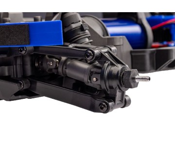 Traxxas Mini Rally VXL: mini-scale rally car with Ford RS200 clipless body, fully assembled, Ready-To-Race®, with TQi™ 2.4 GHz radio system with TSM®, and Velineon® VXL-3s™ brushless power system. Includes 2-cell LiPo battery and 2-amp USB-C charger
