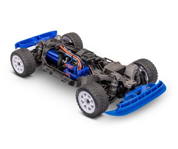 Traxxas Mini Rally VXL: mini-scale rally car with Ford RS200 clipless body, fully assembled, Ready-To-Race®, with TQi™ 2.4 GHz radio system with TSM®, and Velineon® VXL-3s™ brushless power system. Includes 2-cell LiPo battery and 2-amp USB-C charger