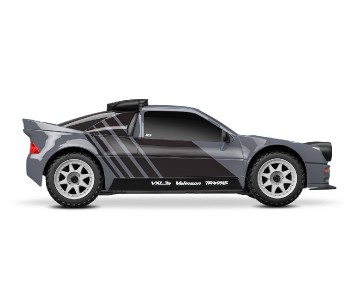 Traxxas Mini Rally VXL: mini-scale rally car with Ford RS200 clipless body, fully assembled, Ready-To-Race®, with TQi™ 2.4 GHz radio system with TSM®, and Velineon® VXL-3s™ brushless power system. Includes 2-cell LiPo battery and 2-amp USB-C charger - Gra