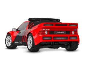 Traxxas Mini Rally VXL: mini-scale rally car with Ford RS200 clipless body, fully assembled, Ready-To-Race®, with TQi™ 2.4 GHz radio system with TSM®, and Velineon® VXL-3s™ brushless power system. Includes 2-cell LiPo battery and 2-amp USB-C charger - Red
