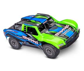 Traxxas Mini Slash 4X4: 4WD short course truck, fully assembled, Ready-To-Race®, with TQ™ 2.4 GHz radio system, Bl-2s™ Brushless Power System, and clipless® painted body. Includes 2-cell LiPo battery and 2-amp USB-C - Green