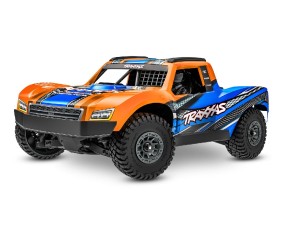 Traxxas Mini Slash 4X4: 4WD short course truck, fully assembled, Ready-To-Race®, with TQ™ 2.4 GHz radio system, Bl-2s™ Brushless Power System, and clipless® painted body. Includes 2-cell LiPo battery and 2-amp USB-C - Orange