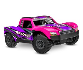 Traxxas Mini Slash 4X4: 4WD short course truck, fully assembled, Ready-To-Race®, with TQ™ 2.4 GHz radio system, Bl-2s™ Brushless Power System, and clipless® painted body. Includes 2-cell LiPo battery and 2-amp USB-C- Pink