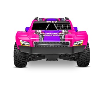 Traxxas Mini Slash 4X4: 4WD short course truck, fully assembled, Ready-To-Race®, with TQ™ 2.4 GHz radio system, Bl-2s™ Brushless Power System, and clipless® painted body. Includes 2-cell LiPo battery and 2-amp USB-C- Pink