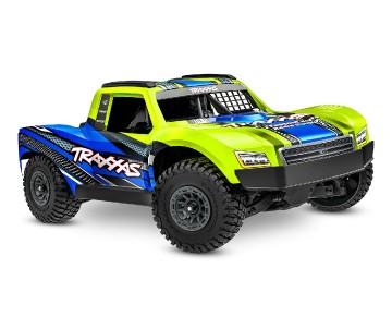 Traxxas Mini Slash 4X4: 4WD short course truck, fully assembled, Ready-To-Race®, with TQ™ 2.4 GHz radio system, Bl-2s™ Brushless Power System, and clipless® painted body. Includes 2-cell LiPo battery and 2-amp USB-C - Yellow