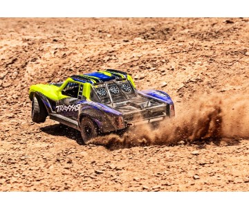 Traxxas Mini Slash 4X4: 4WD short course truck, fully assembled, Ready-To-Race®, with TQ™ 2.4 GHz radio system, Bl-2s™ Brushless Power System, and clipless® painted body. Includes 2-cell LiPo battery and 2-amp USB-C - Yellow