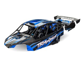 Traxxas Body, Funco Pro Scale Sand Car, blue (painted, decals applied) (assembled with front & rear body supports for clipless mounting, roll cage & interior)