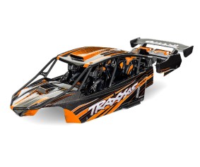 Traxxas Body, Funco Pro Scale Sand Car, orange (painted, decals applied) (assembled with front & rear body supports for clipless mounting, roll cage & interior)