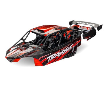 Traxxas Body, Funco Pro Scale Sand Car, red (painted, decals applied) (assembled with front & rear body supports for clipless mounting, roll cage & interior)