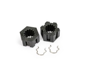 Traxxas Wheel hubs, hex, front (2)/ hex clips (2)