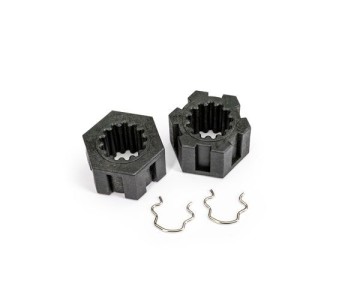 Traxxas Wheel hubs, hex, front (2)/ hex clips (2)