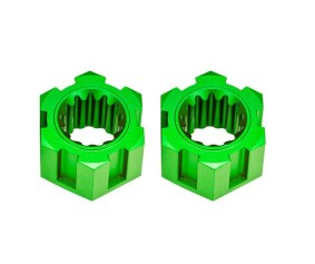 Traxxas Wheel hubs, hex, front (6061-T6 aluminum, green-anodized) (2)