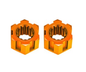 Traxxas Wheel hubs, hex, front (6061-T6 aluminum, orange-anodized) (2)