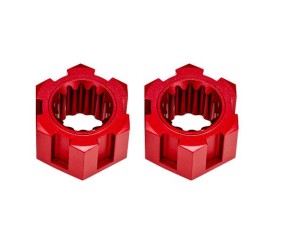 Traxxas Wheel hubs, hex, front (6061-T6 aluminum, red-anodized) (2)