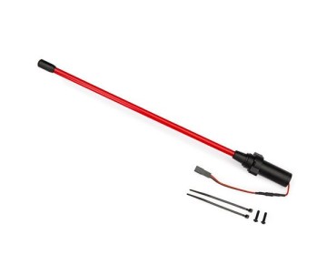 Traxxas Whip light, LED (assembled) (1)/ 3x12mm BCS (2) (replacement for 1 whip light, left or right) (requires #6588X accessory power supply), Red