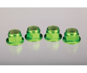 Traxxas 4mm Aluminum Flanged Serrated Nuts (Green) (4)