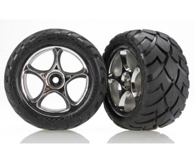 Traxxas Anaconda Rear Tires w/Tracer Wheels (2) (VXL Bandit) (Chrome) (Standard)