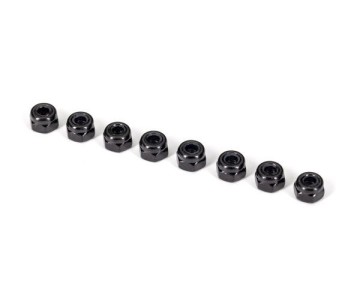 Traxxas Nuts, 3mm nylon locking, black (8)