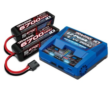 Traxxas EZ-Peak Live Dual 200W Multi-Chemistry Battery Charger (TRA2973) with 2 x 6700mAh 14.8V 4Cell 25C LiPo Battery (TRA2890X)