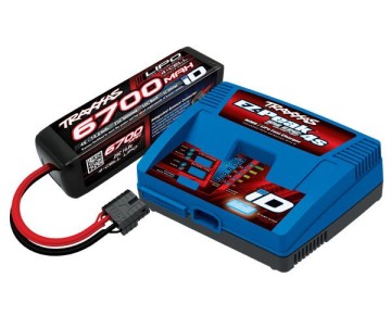 Traxxas EZ-Peak Plus 4S, 8 Amp Multi-Chemistry Battery Charger (TRA2981) with 1 x 6700mAh 14.8V 4Cell 25C LiPo Battery (TRA2890X)
