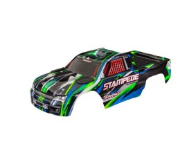 Traxxas Body, Stampede (also fits Stampede VXL), green (painted, decals applied) (assembled with front & rear body mounts for clipless mounting)