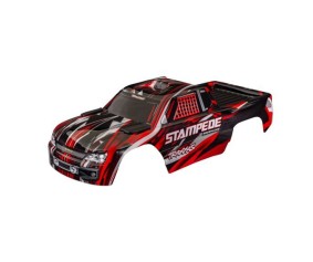 Traxxas Body, Stampede (also fits Stampede VXL), red (painted, decals applied) (assembled with front & rear body mounts for clipless mounting)