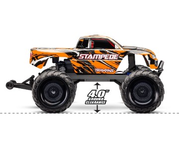 Traxxas Stampede 1/10 Monster Truck RTR Extreme Heavy Duty with TQ 2.4GHz Radio System and XL-5 ESC (Fwd/Rev) Includes 7-Cell NiMH 3000mAh Traxxas Battery and 4-amp USB-C Charger w/ iD - Orange