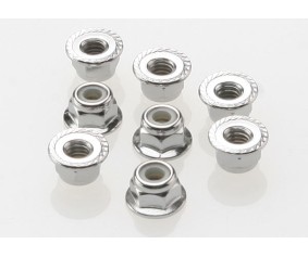 Traxxas 4mm Steel Flanged Serrated Nylon Locknut (8)