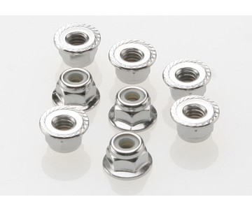 Traxxas 4mm Steel Flanged Serrated Nylon Locknut (8)