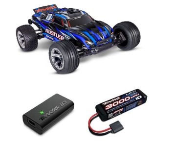 Traxxas 1/10 Rustler 2WD BL-2S Clipless - Blue