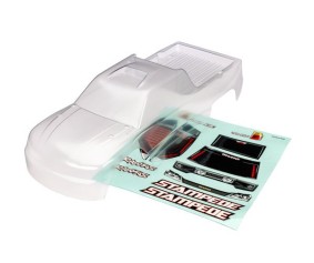 Traxxas Body, Stampede (also fits Stampede VXL) (clear, requires painting)/ window, lights, grille decal sheet (for clipless mounting)