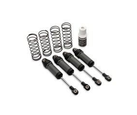 Traxxas Ultra Shocks (gray) (long) (complete w/ spring pre-load spacers & springs) (4)