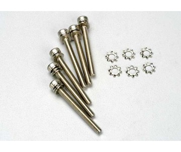 Traxxas Screws, 3x28mm cap-head machine (hex drive) (6)/ 3x6mm ELW (6)