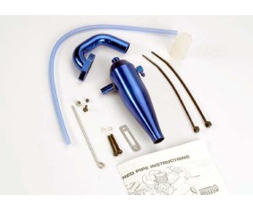 Traxxas Aluminum Tuned Pipe & Header (Complete w/Mounting Hardware) (Strong Power Across Mid And Upper Rpm Range) (Blue-Anodized)
