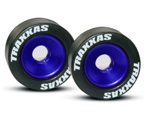 Traxxas Aluminum Wheelie Bar Wheel Set w/Rubber Tires (Blue) (2)