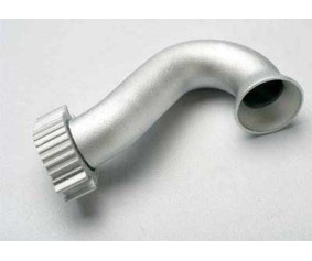 Traxxas Header, exhaust (tubular aluminum, silver-anodized) (TRX 2.5, 2.5R)