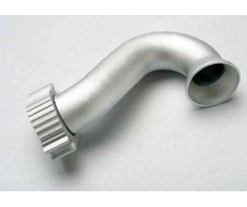Traxxas Header, exhaust (tubular aluminum, silver-anodized) (TRX 2.5, 2.5R)